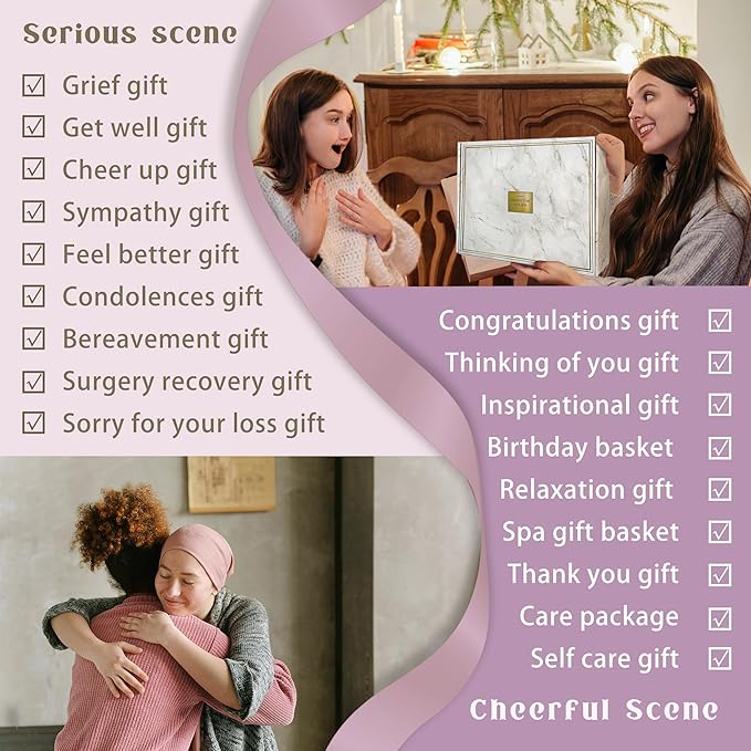 Gift Baskets For Women,12PC Birthday Gifts,Thinking Of you Gifts for Women,Care Package,Grief,Sympathy,thank you,Condolences (Purple) - Bloomnest