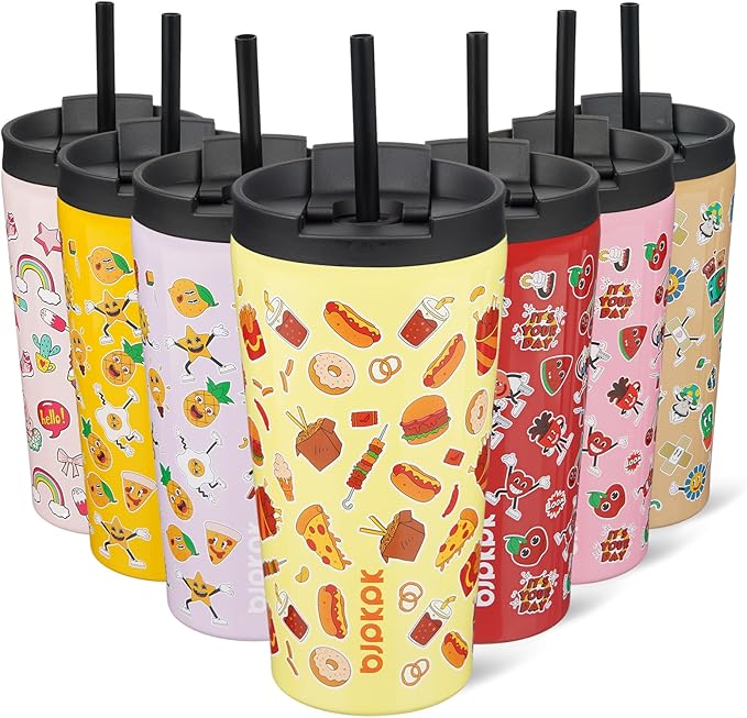 BJPKPK 18oz Tumbler With lid And Straw Stainless Steel Travel Coffee Mug Insulated Tumblers Cups,Yummy - Bloomnest
