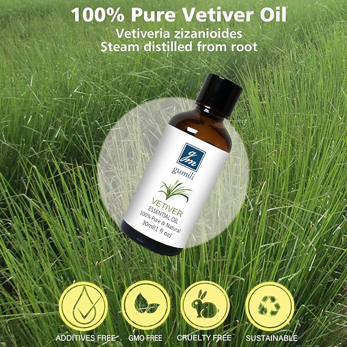 Vetiver Essential Oil 1 Oz - 100% Pure & Natural Vetiver Oil for Diffuser, Aromatherapy, Skin, Hair, Massage, Relaxing Scent - Bloomnest