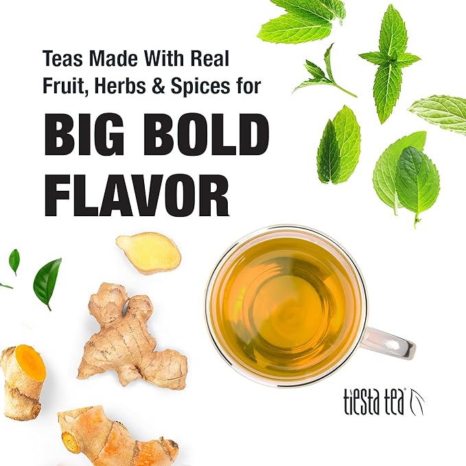Tiesta Tea - Ginger Citrus Herbal Loose Leaf Tea, Lemon Ginger with Mint & Chamomile Blend, Caffeine-Free, Brew Hot or Iced, Makes Up to 200 Cups, Resealable Bulk Pouch, 12 Ounce - Bloomnest