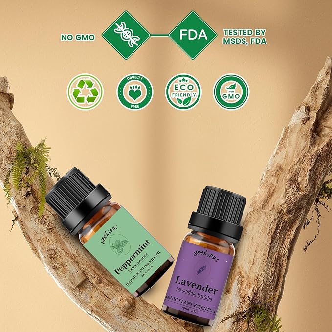 yethious Lavender Peppermint Oil Set Lavender Aromatherapy Oils for Diffuser, Perfume, Soap, Candle Making 2 Pack 10ML - Bloomnest
