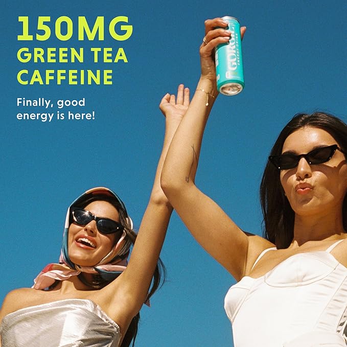 GORGIE Tropical Variety, Sugar-Free Natural Energy Drink Sparkling, Healthy Energy Drinks - Green Tea, Biotin, B Vitamins -150mg Caffeine, Vegan, & Low Calorie (Pack of 12) - Bloomnest