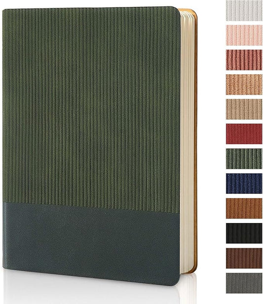Lined Journal Notebook for Work College Ruled Note Book 5.79"x8.27"A5 PU Leather Daily Journaling 216 Pages for Women Men Writing Home School Supplies Business (Dark Green) - Bloomnest