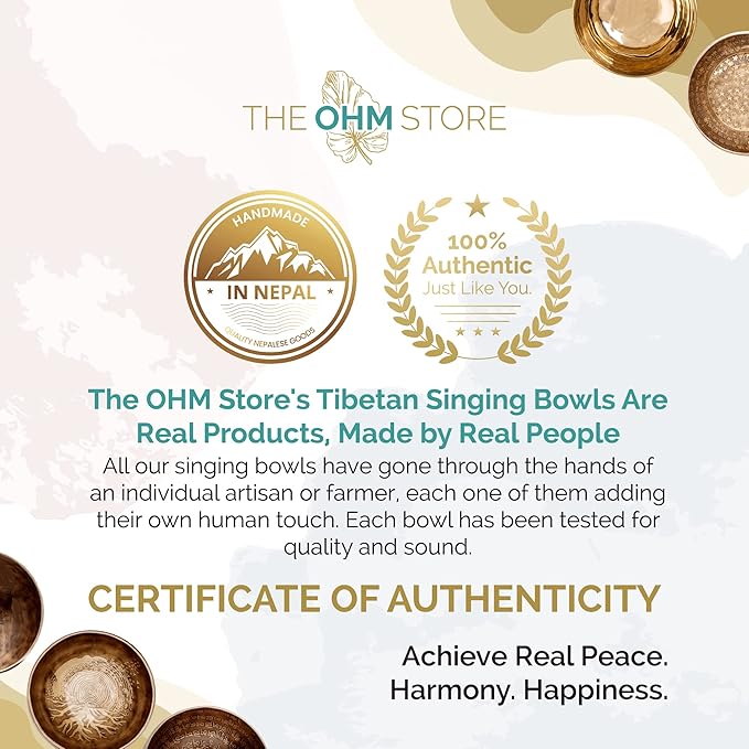 Large Tibetan Singing Bowl Set by Ohm Store — Deep Tone, Pure Bronze Meditation Sound Bath Instrument Handcrafted in Nepal — Tiger Sound Bowl 6 Inch - Bloomnest