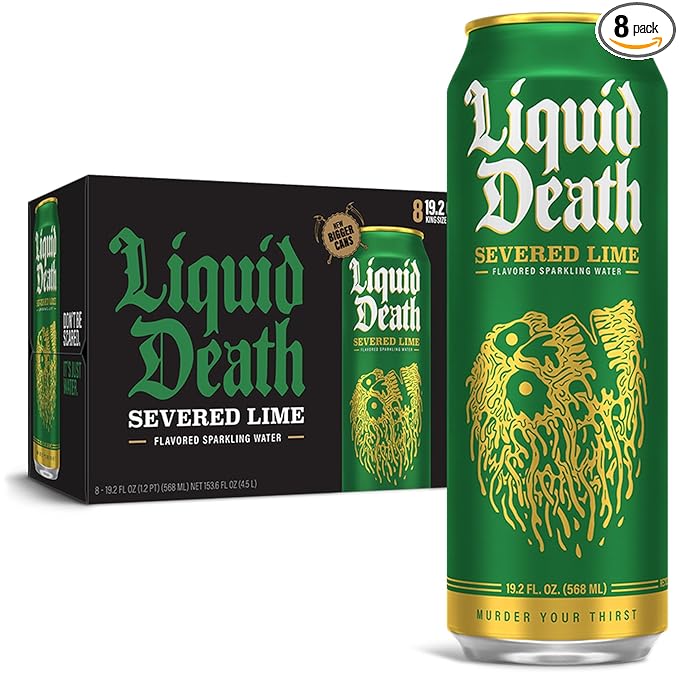 Liquid Death, Severed Lime, Lime-Flavored Sparkling Water, 8-Pack (19.2oz Cans), Low Calorie & No Artificial Sweeteners - Bloomnest