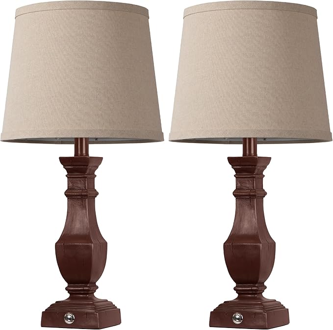 ROTTOGOON Dimmable Table Lamps Set of 2, Rustic Farmhouse Table Lamps for Living Room Bedroom, Bedside Desk Lamps for end Tables, Touch Lamps for nightstand, 9W Bulbs Included, 22", Antique Red - Bloomnest