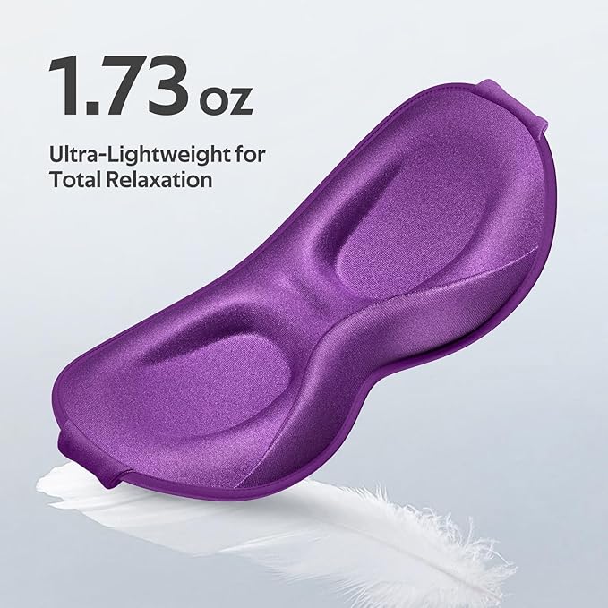 Sleep Mask for Men Women - 100% Blackout Eye Masks for Sleep - 3D Soft Sleeping Mask for Side Sleepers - Zero Pressure Lash Extensions Eye Cover Shade for Airplane Travel Essentials, Purple - Bloomnest