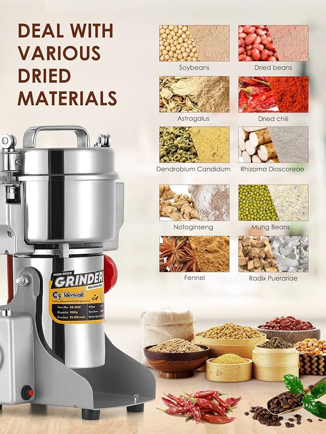 CGOLDENWALL 700g Electric Grain Grinder Mill Safety Upgraded 2400W High-speed Spice Herb Grinder Commercial Superfine Grinding Machine Dry Cereals Pulverizer CE 110V (700g Swing Type) - Bloomnest