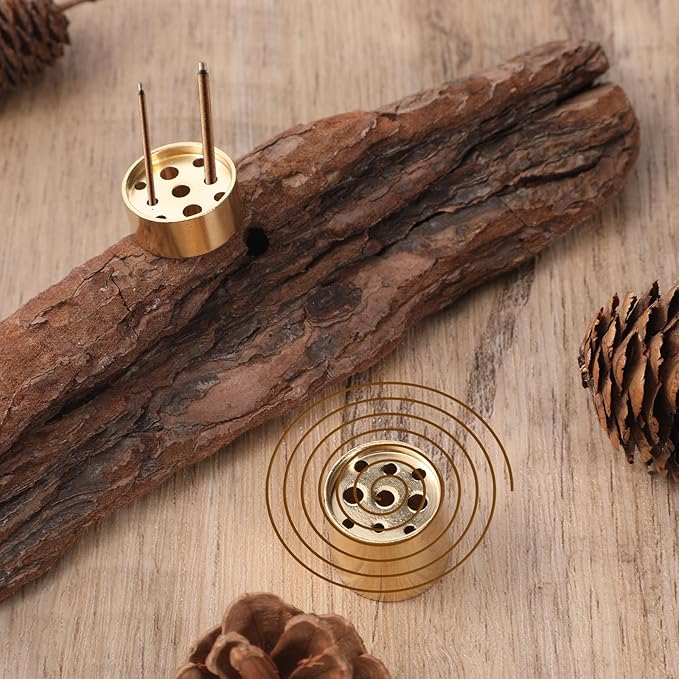 4 Pack Brass Incense Holder Cone Incense Stick Holder Metal Incenses Stand Base Cylindrical Incenses Cones Holders with 9 Different Sizes Holes for Yoga Spa Room Home Office, Golden Copper Conical - Bloomnest