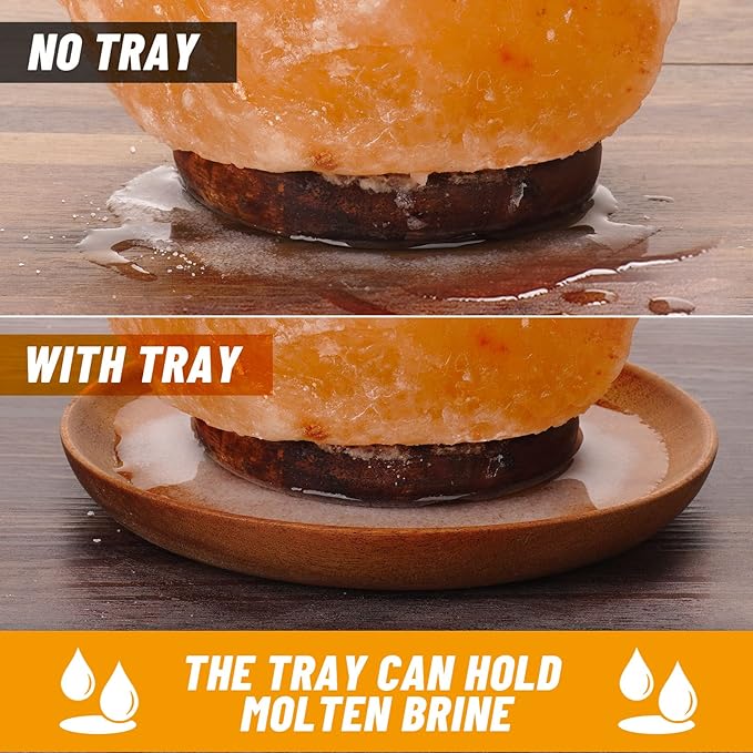 2 Pack Salt Lamp Cord Replacement with 2 Pack Wooden Tray and 8 Pack 15 Watts E12 Halogen Salt Lamp Bulbs