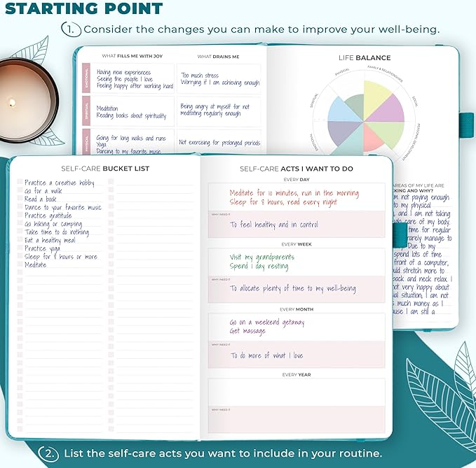 Clever Fox Self-Care Journal – Daily Reflection Notebook – Mental Health & Personal Development Planner, Meditation & Mood Log, A5 (Aquamarine) - Bloomnest
