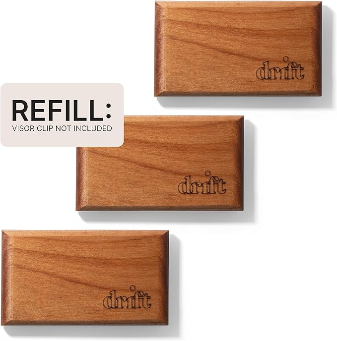 Drift Car Air Freshener - The Original Wood Air Freshener - Car Odor Eliminator - Long Lasting Scent - Metal Clip - Essential Oils - Clean Ingredients - Amber Scent 3 Pack Refill - NO CLIP INCLUDED - Bloomnest