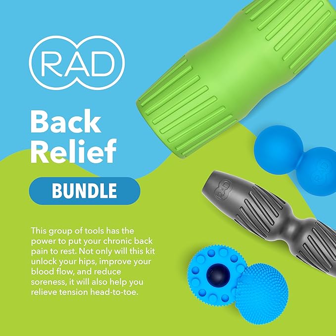 RAD Back Relief Massage Set – Myofascial Release Bundle for Back Pain, Muscle Recovery, and Mobility - Includes Exercise Foam Rollers, XL Peanut Massage Ball, and Neuro Ball Foot Roller - Bloomnest