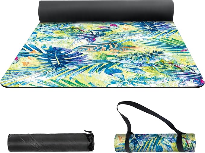 nuveti Yoga Mat Print Extra Thick TPE Non Slip Fitness Exercise Mat with Carrying Bag,72"x24" Extra Thick 6MM Exercise & Workout Mat for Yoga, Pilates Fitness and Floor Exercises - Bloomnest