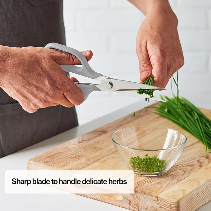 Misen Heavy Duty Kitchen Shears - Comfortable Ambidextrous Scissors for Meat, Poultry, Herbs & More - Easy to Clean - German Stainless Steel - Large | White - Bloomnest