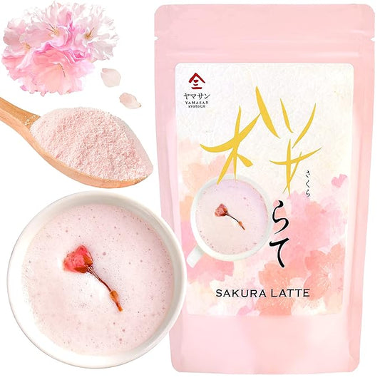 YAMASAN KYOTO UJI Sakura Latte -Creamy and Aromatic Foam- Using Japanese Cherry Blossom 100%, Made in Japan,Sold by Japanese company, 100g(3.5oz)