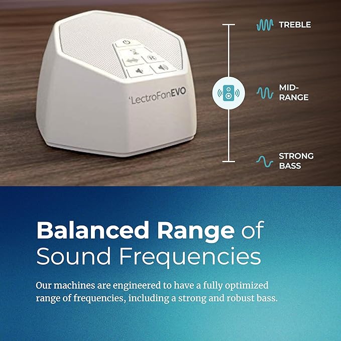 Adaptive Sound Technologies LectroFan EVO White Noise Machine - Compact Sleep Sound Machine for Bedroom, Travel, Study & More - 22 Non-Looping Fan, White & Ocean Noise Variations - White - Bloomnest
