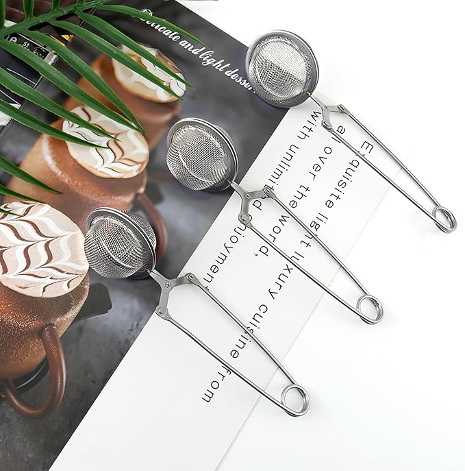3 Pack Snap Ball Tea Strainers with Handle, Premium Stainless Steel Fine Mesh Loose Tea Ball Infusers Steepers for Herbal Spices Seasonings - Bloomnest