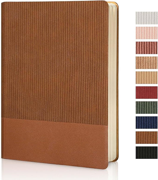 Lined Journal Notebook for Work College Ruled Note Book 5.79"x8.27" A5 PU Leather Daily Journaling 216 Pages for Women Men Writing Home School Supplies Business (Brown) - Bloomnest