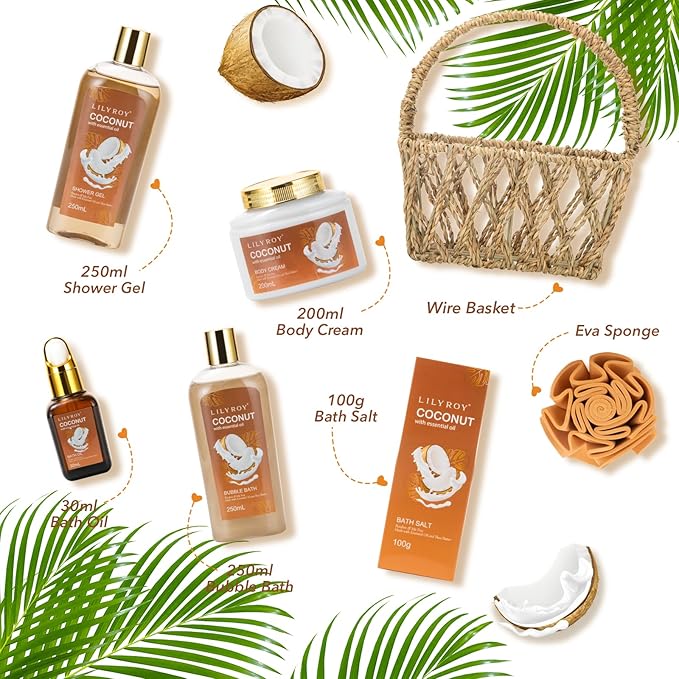 Valentines Day Gifts for Women - 7Pcs Luxury Bath and Body Gift Basket Set for Women & Men Perfect Gift | Mothers Day Gifts for Mom, Fathers Day, Birthday, Christmas Gift for Her & Him All Occasion - Bloomnest