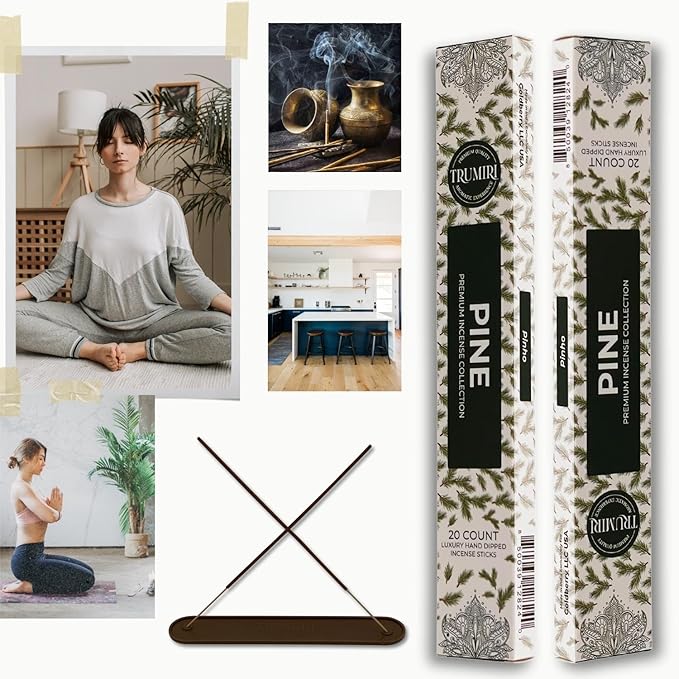 Pine Incense Sticks - Total 120 Insence-Sticks - 6 Packs of 20 Insense - Inciensos - Inscents - Natural Non Toxic Ingredients - Incents - Incence - Inscense - Insents TRUMIRI