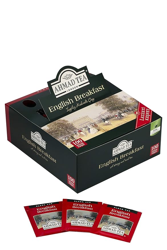 Ahmad Tea Black Tea, English Breakfast Teabags individually wrapped in foil, 100 ct - Caffeinated & Sugar-Free - Bloomnest