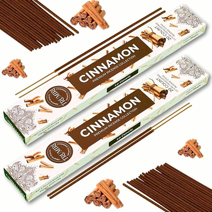 Cinnamon Incense Sticks - Incienso de Canela - Total 120 Insence-Sticks - 6 Packs of 20 Insense - Inciensos - Inscents - Natural Non Toxic Ingredients - Incents - Incence - Inscense TRUMIRI