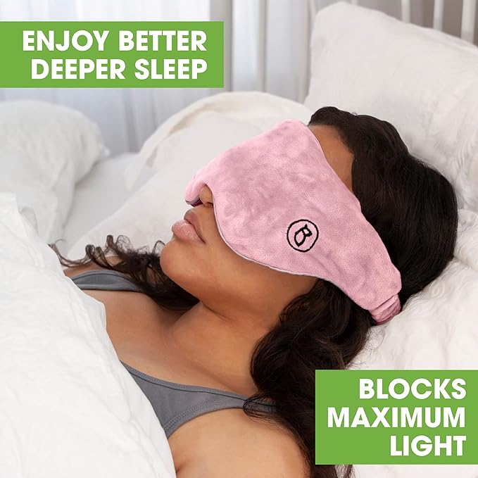 BARMY Weighted Sleep Mask for Women (0.8lb/13oz, 4 Colors) Weighted Eye Mask for Sleeping, Eye Cover That Blocks Out Light to Help Relaxation and Night Sleep, Comfortable Blackout Sleeping Mask, Pink - Bloomnest