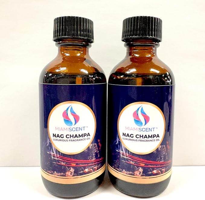 Nag Champa Fragrance Oil | Luxurious Scented Oil for Burners, Warmers, Diffusers | 2 Amber Glass Bottles