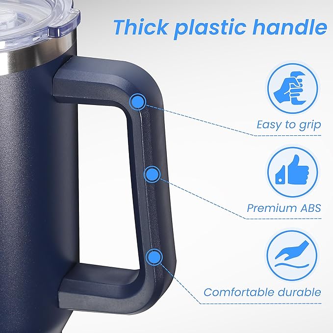 DOMICARE 40 oz Tumbler with Handle and Straw, Stainless Steel Tumbler with Lid and Straw, Reusable Vacuum Insulated Cup, Travel Coffee Mug, Navy Blue, 4Pack - Bloomnest