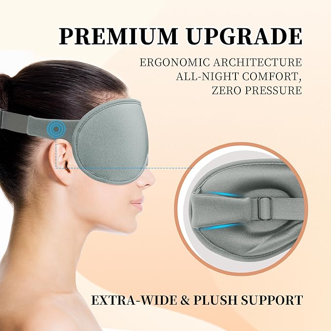 3D Sleep Mask for Men&Women, 2 Pack Contour Eye Masks for Sleep, Side Sleeping Mask for Men&Women, Blackout Eye Mask for Sleeping Eye Mask, Airplane Travel Essentials, Meditation Black & Silver-Gray - Bloomnest