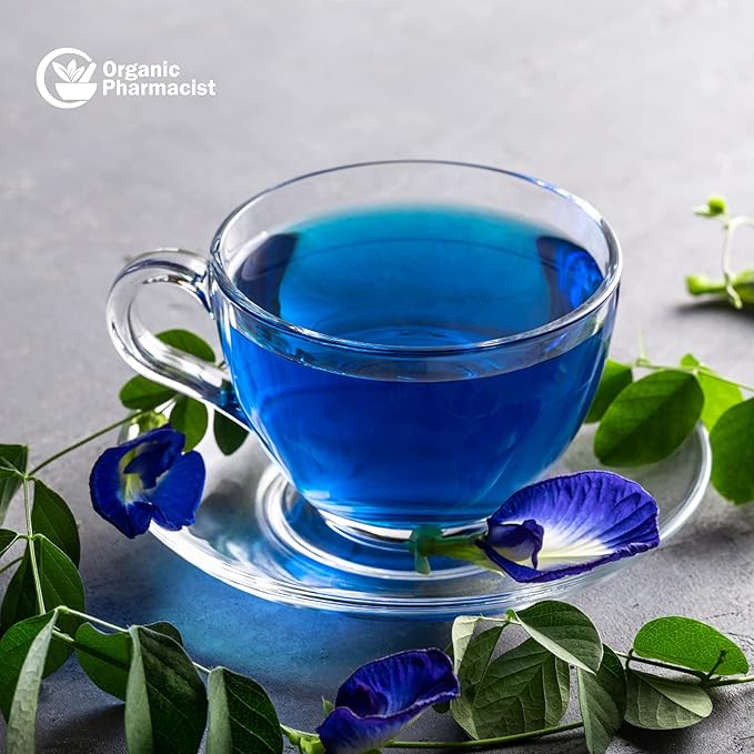 Organic Pharmacist Butterfly Pea Flower Tea Bags, Dried Purple Butterfly Flowers, Blue Butterfly Tea Bags, Vibrant Whole Flower Blue Herbal Tea with Antioxidants, Caffiene Free, 30 Count, 2.5g per bag - Bloomnest