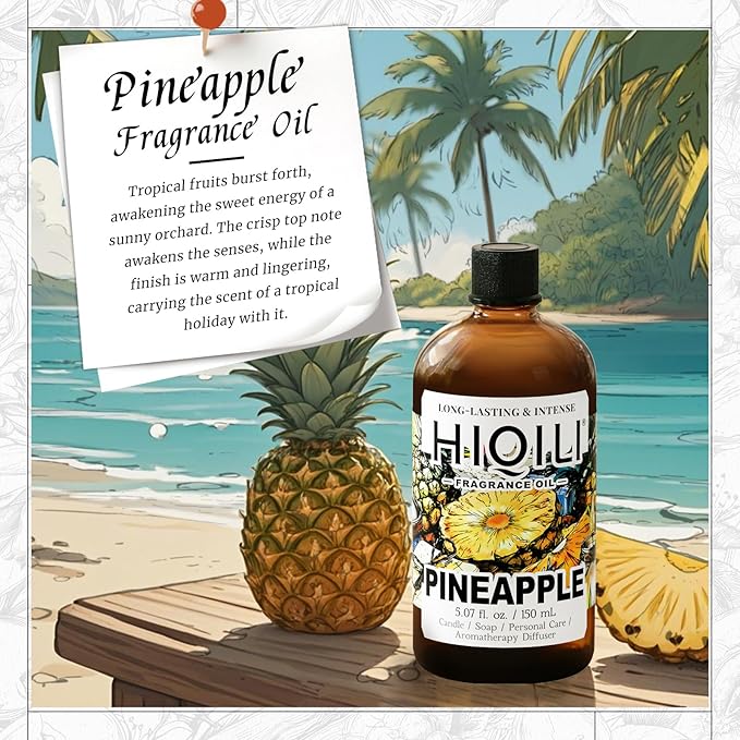HIQILI Pineapple Fragrance Oil for Diffuser, Soaps, Bath Bombs, Candles Making, Bright Scents for Home, Car & Office - 5.07 Fl Oz HIQILI
