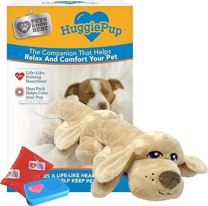 HuggiePup by Pets | Comfort Companion with Heartbeat Sleep Aide for Dogs & Puppies, Heating for Calming Relief Day or Night, Crate & Behavioral Training Essential Breeds | Golden - Bloomnest