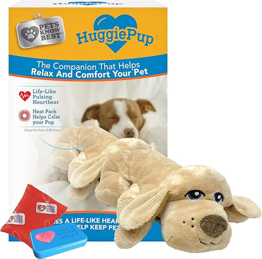 HuggiePup by Pets | Comfort Companion with Heartbeat Sleep Aide for Dogs & Puppies, Heating for Calming Relief Day or Night, Crate & Behavioral Training Essential Breeds | Golden - Bloomnest