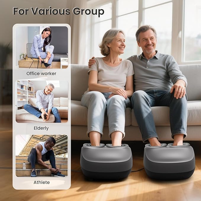 COMFIER Shiatsu Foot Massager with Heat, Electric Feet Massager Machine for Plantar Fasciitis Neuropathy,Gifts for Women,Men,Remote Control,Pause Function,Foot Warmer (Gray) - Bloomnest