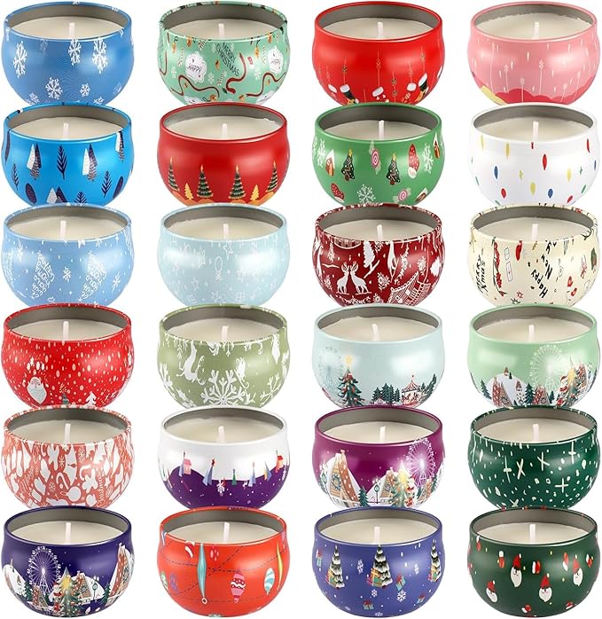 Christmas Candle Advent Calendar 2025 24 Days ScentedTumbler Candle Countdown to Xmas Natural Soy Wax,Christmas Gifts for Adult Women and Men Season & HolidayGifting - Bloomnest