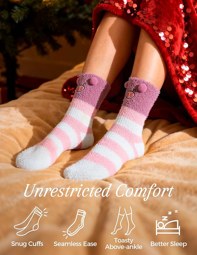 TEHOOK Warm & Cozy Valentines Gifts for Women, Fluffy Fuzzy Plush Sleeping Slipper Socks - Soft Warm Fabric - Bloomnest