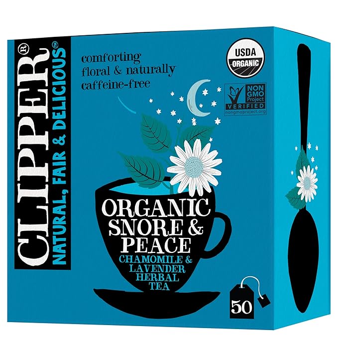 Clipper Tea Snore and Peace Chamomile & Lavender Herbal Tea – Caffeine Free, USDA Organic, Great Hot or Iced – Comfortingly Floral, Natural, Fair & Delicious – 50 Tea Bags - Bloomnest