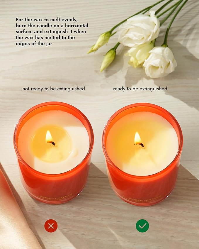 96NORTH | Pure Amber Leather Candle | 100% Natural Soy Wax | One Wick Jar Candle | Natural Fragrance Technology | Non Toxic | Up to 35 Hours Burning Time | Aromatherapy Gift for Men and Women - Bloomnest