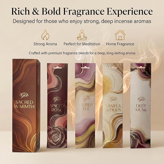 Premium Guruji Divinity Sacred Warmth Incense Sticks Gift Set with Holder | Hand-Rolled Masala Incense for Meditation, Yoga & Home Fragrance Guruji+Divinity
