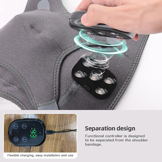 Cordless Heating Vibration Massage Shoulder Heating Pad Shoulder Massager for Pain Relief Deep Tissue Soothing Arthritis Blood Circulation Muscle Relax - Bloomnest