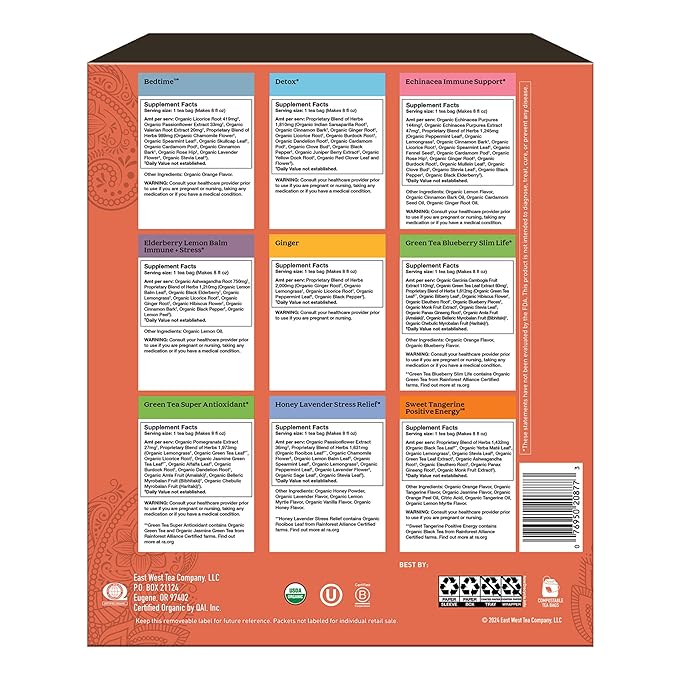 Yogi Organic Tea Sampler Gift Box (45 Tea Bags) Assorted Delicious Wellness Blends - 9 Favorite Herbal, Green & Black Varieties - Bloomnest