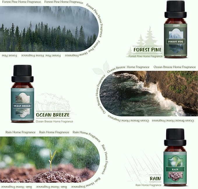 SALUBRITO Nature Fragrance Oils Set, Essential Oils Set - Forest Pine, Ocean Breeze, Rain, Fresh Cut Grass, Mountain Air, Bamboo, Premium Scented Oil for Diffuser, Candle, Soap Making - Bloomnest