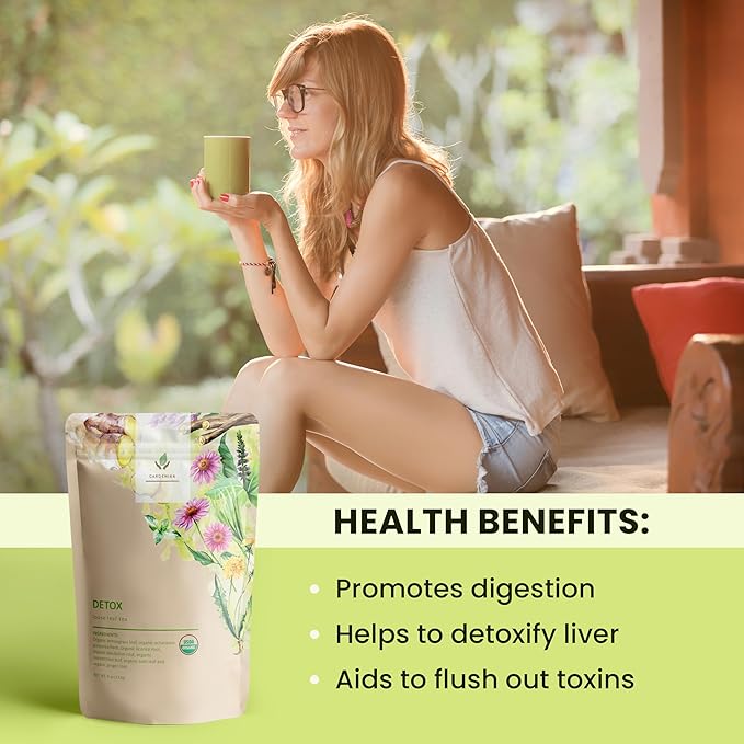 Organic Dandelion Root Detox Loose Leaf Tea, Herbal, Caffeine-Free, KSA Kosher, Ayurvedic with Lemongrass, Peppermint, Echinacea – 4 oz (1 Pack) - Bloomnest