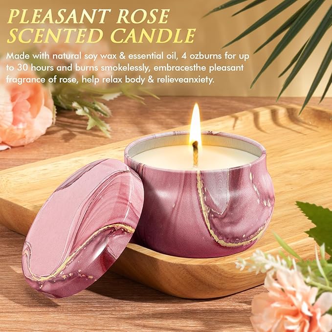 Birthday Gifts for Women Self Care Get Well Soon Gifts, Rose Relaxing Spa Kit Bath Gift Basket Care Package w/ Flannel Blanket 40 OZ Tumbler, Valentines Day Gift for Her Wife Mom Girlfriend Sister