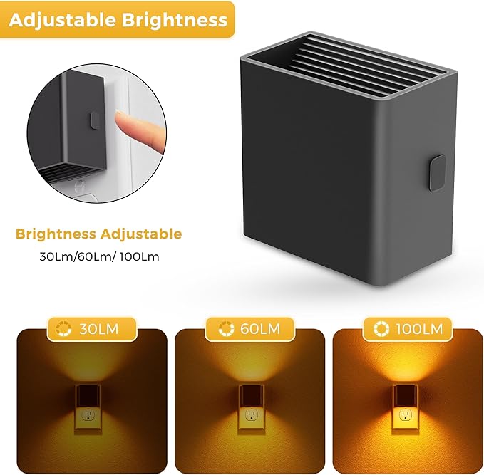 L LOHAS LED Night Light,Night Lights Plug into Wall,[2-Pack] Dimmable Night Light with Light Sensor,1800K Amber Light,Modern Nightlight for Bathroom Hallway Kitchen - Bloomnest