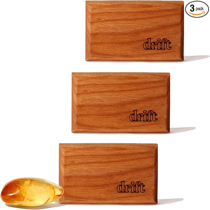 Drift Car Air Freshener - The Original Wood Air Freshener - Car Odor Eliminator - Long Lasting Scent - Metal Clip - Essential Oils - Clean Ingredients - Amber Scent 3 Pack Refill - NO CLIP INCLUDED - Bloomnest