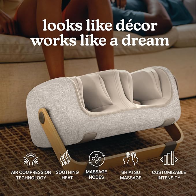 Homedics Luxe Comfort Foot Massager & Calf Massager with Heat, Shiatsu, Deep Kneading, Air Compression, Circulation Boost, Relaxation, Adjustable Modes, Post-Workout Recovery - Bloomnest