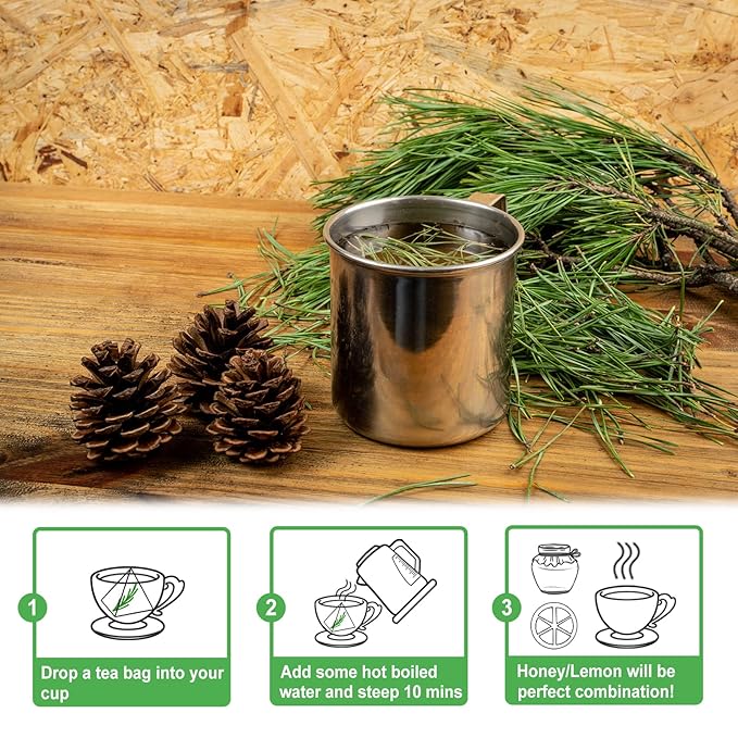 TEARELAE - Pine Needle Tea Bags - 3.53oz/100g (2.5g X 40 Bags) - 100% Pure Natural Dried Masson Pine Needles - Cut & Sifted - Caffeine-free (Pack of 2) - Bloomnest